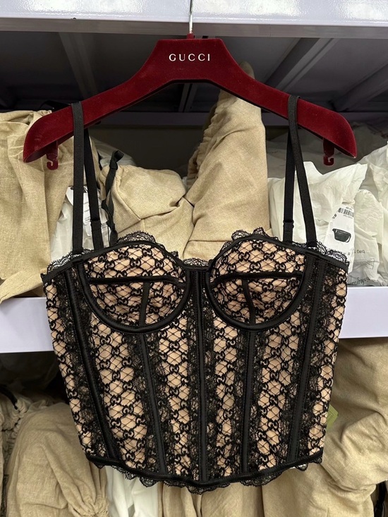 Gucci Tops - 🚩steal Gucci Black Lace Bustier Bralette with Nude Lining